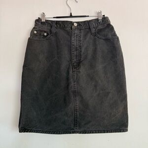 Vintage 80s 90s Sasson Black Denim High Waist Jean Skirt Small Grunge Minimalist